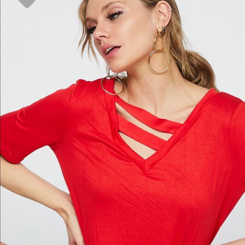 NWT red tee with detail